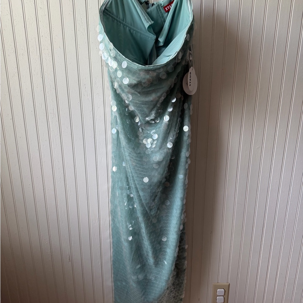 STAUD Mint Sequin Strapless Midi Dress - Picture 5 of 8